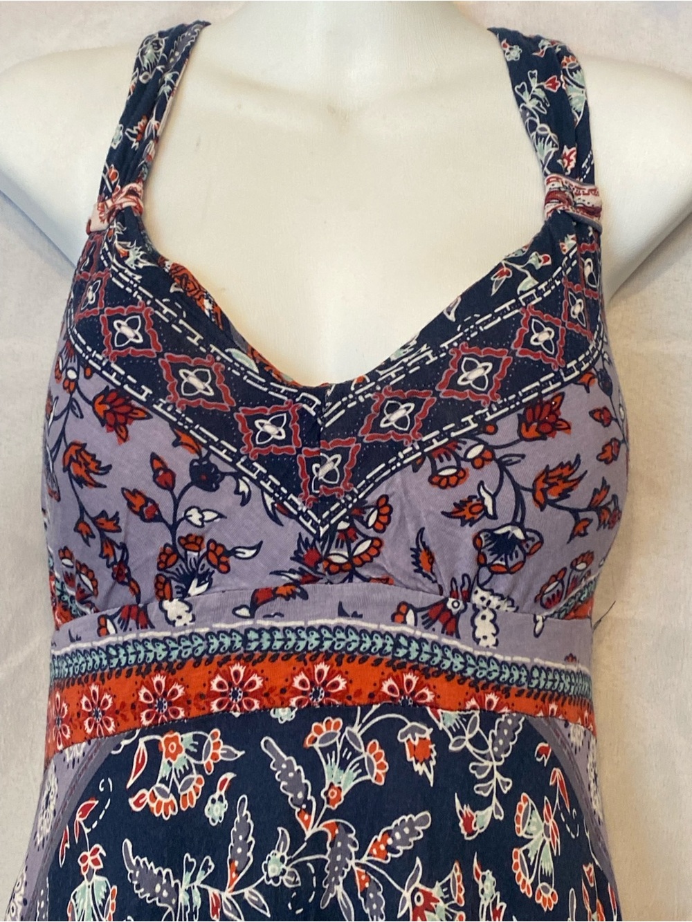 American Rag Bandana Print Lavender, Red and Navy Asymmetrical Hem Sundress - Picture 2 of 6